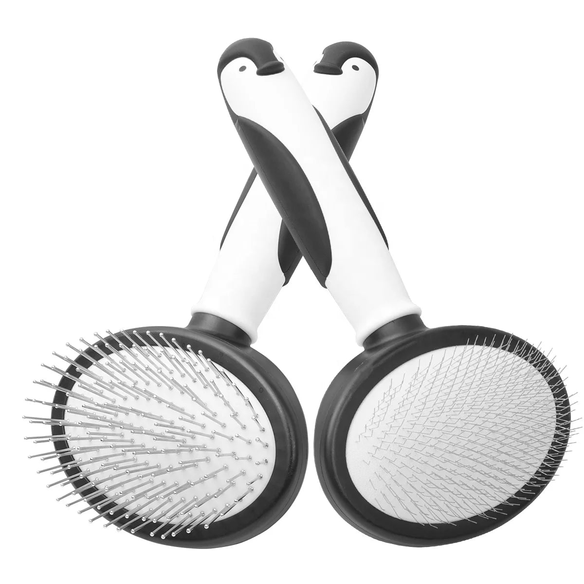 Factory Wholesale Custom Logo Penguin Handle Two Types Cat Pin Brush Dog Pet Grooming Slicker Brush