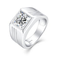Wholesale Custom 925 Sterling Silver Ring Men's CZ Zircon Stone Ring Jewelry Wide Version Large Gemstone Ring