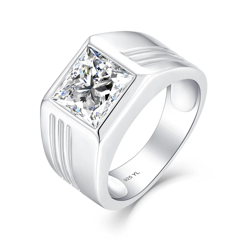 Wholesale Custom 925 Sterling Silver Ring Men's CZ Zircon Stone Ring Jewelry Wide Version Large Gemstone Ring