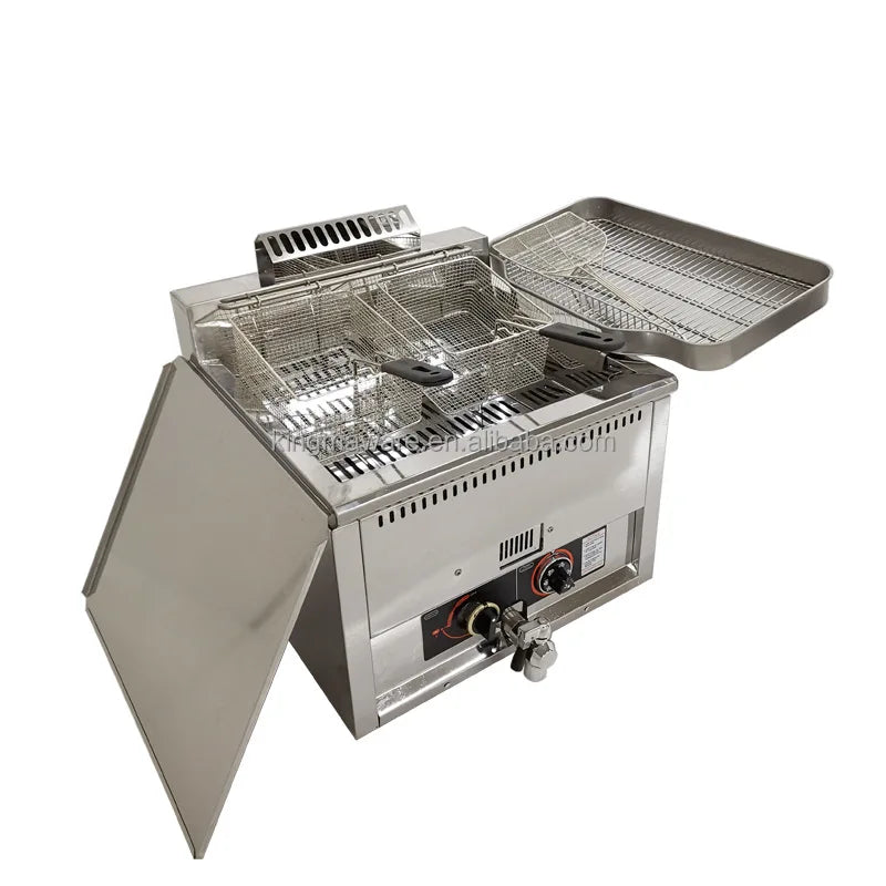 Stainless Steel French Fries Machine LPG 17L  Commercial Potato Chip Gas Deep Fryer