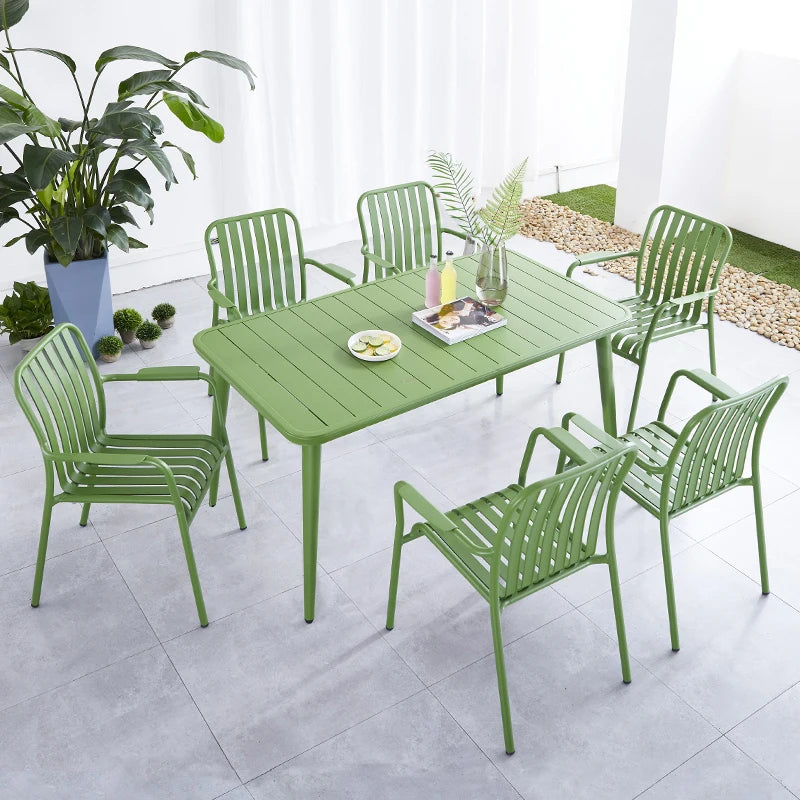 New Design Modern Patio Dining Set Aluminum Outdoor Furniture for 4 8 Metal Patio Dining Table Set