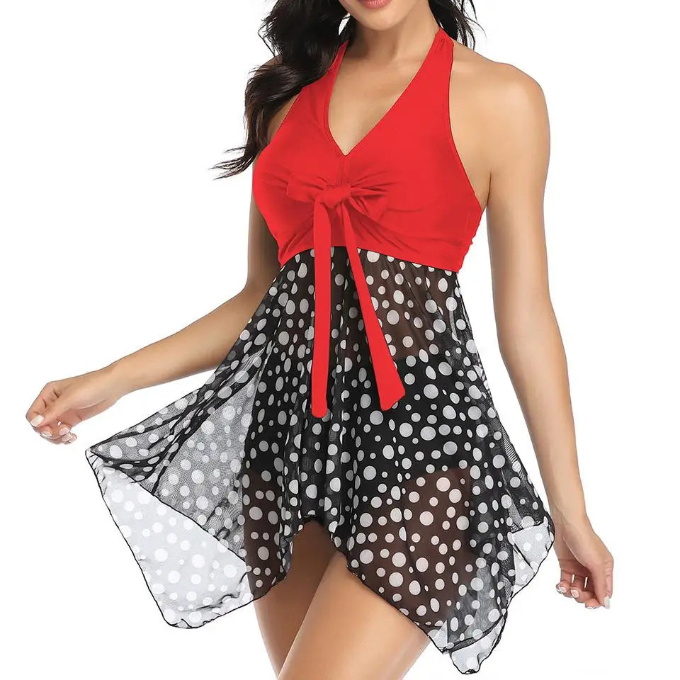 S-2XL Swimwear Women's Large Cross European and American Hot Selling Mesh Skirt Split Women's Bikini Swimwear