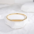 Minimalist Design 18K Gold Plated 316L Stainless Steel Bangle  Waterproof Lettering  for Women Gift