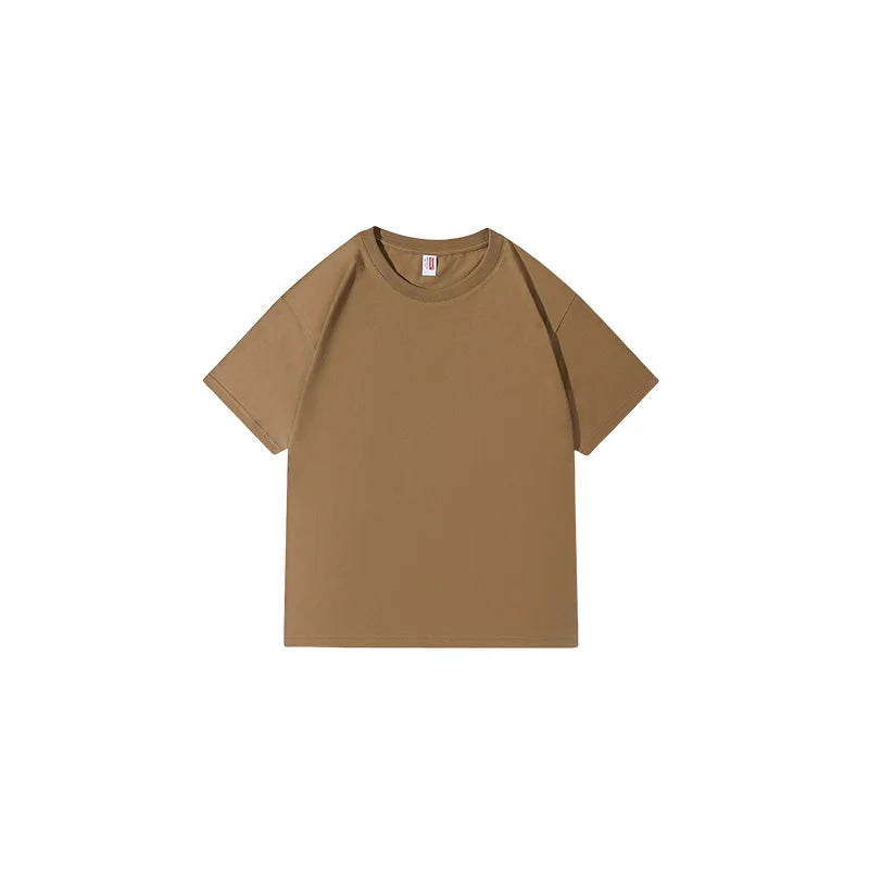 210 Grams Crew Neck Breathable 100% Cotton Solid Loose Running Tee Customized Printing Tshirt