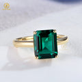 Fine Jewelry Factory Price Emerald Cut Solitaire Ring AU585 14k Solid Gold 8*10mm Zambia Emerald Ring