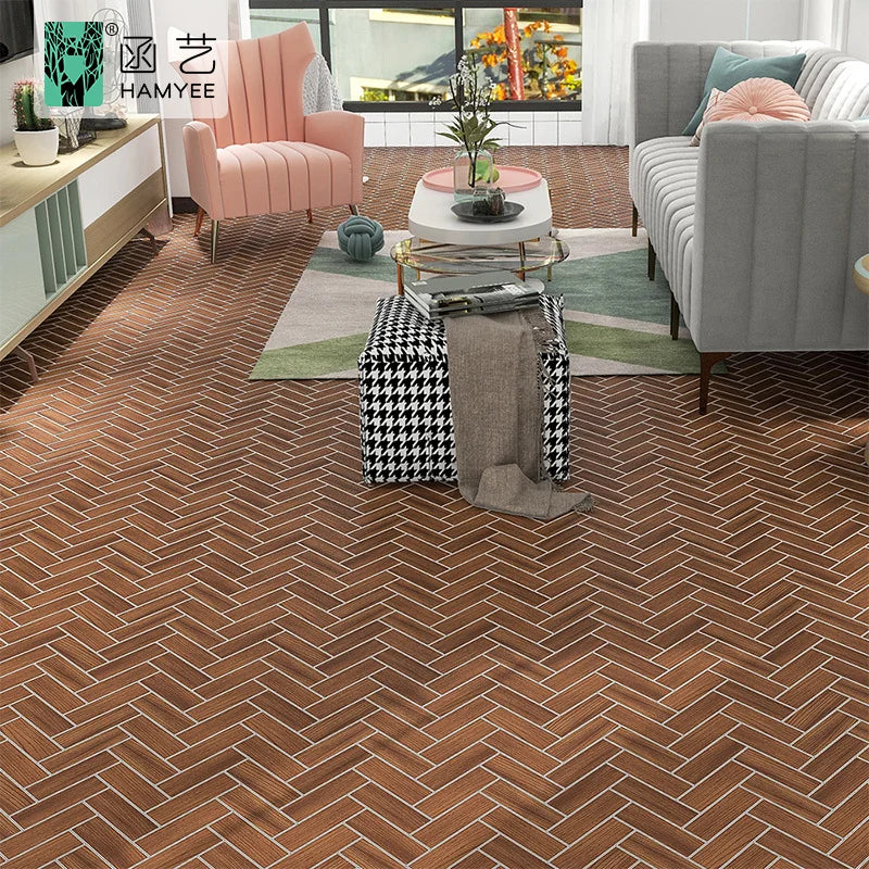 Self Adhesive Vinyl Flooring Water Resistant Parquet PVC Floor Sticker Luxury Vinyl Floor Roll With Glue
