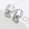 Women's High Fashion Chunky Big Round Rhinestone Beads Paving square Pendant Huggie Dangle Earring Accessories