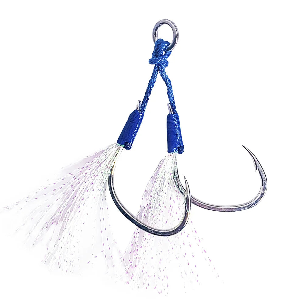 High Carbon Steel Double-Barbed Assist Hook Sea Fishing Fly Fishing Slow Jigging Lure Carp Bass Mackerel Target Boat Rivers