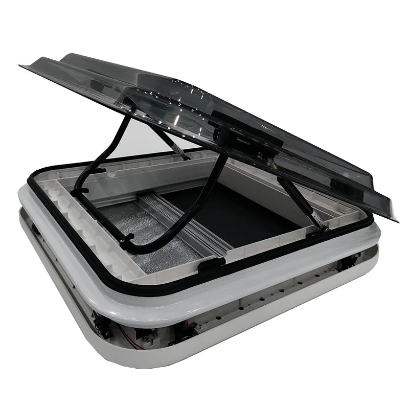 500x500mm Wholesale Aluminum Alloy RV Skylight with LED Lighting Double Glazing Acrylic Top Cover for Camper Ventilation
