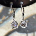 Huitan Dainty 4 Claws Silver Color Cubic Zircon Hoop Huggies Earrings Round Cut Crystal Drop Earrings for Women