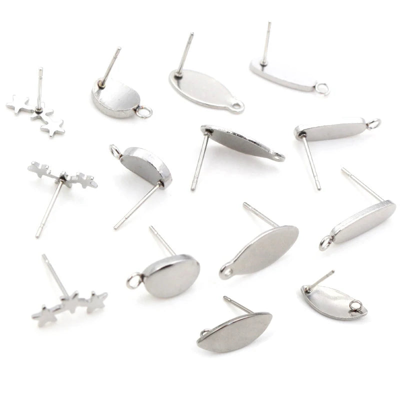 20pcs/Lot 316L Stainless Steel Geometric Polygonal Earring Stud Earring Posts Connector for DIY Earring Jewelry Making Supplies MegaBDM