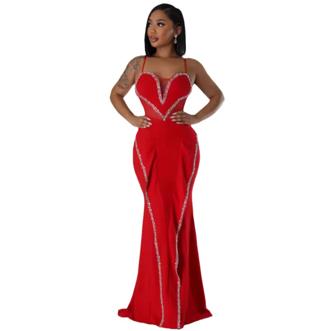 New Design Heart Top and Fishtail Bottom Party Dress Ruffles Prom Evening Dresses