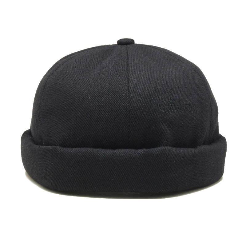 Custom Embroidery logo Adjustable Brimless Hat Baseball Docker Cap With Leather Strap