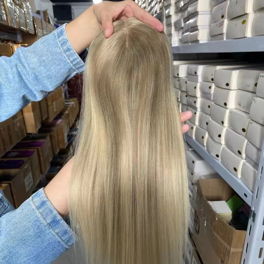 BQ High Quality 6x7 Inches Real Human Hair Toupee for Women Remy Hair Silk Base Closure Technique Chinese Hair Wholesale Topper