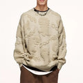 Yali Winter Men's Oversized Crewneck Long Sleeve Sweater Jacquard Knit Anti-Wrinkle Breathable ODM
