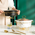 Factory Direct Sale Marble Gold Pattern Nordic Binaural Ceramic Pot Household Soup Pot Bowl Tableware Creative Casserole