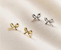 Wholesale Fashion Jewelry 925 Sterling Silver Small Earrings Bowknot Bow Knot Gold Plated Stud Earrings Jewelry for Women
