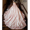 Pink Princess Bow Back Corset Quinceanera Dress Ball Gown 3D Flowers Appliques Ruffles Sweet 16 Vestidos Quinceanera Dress MQ635