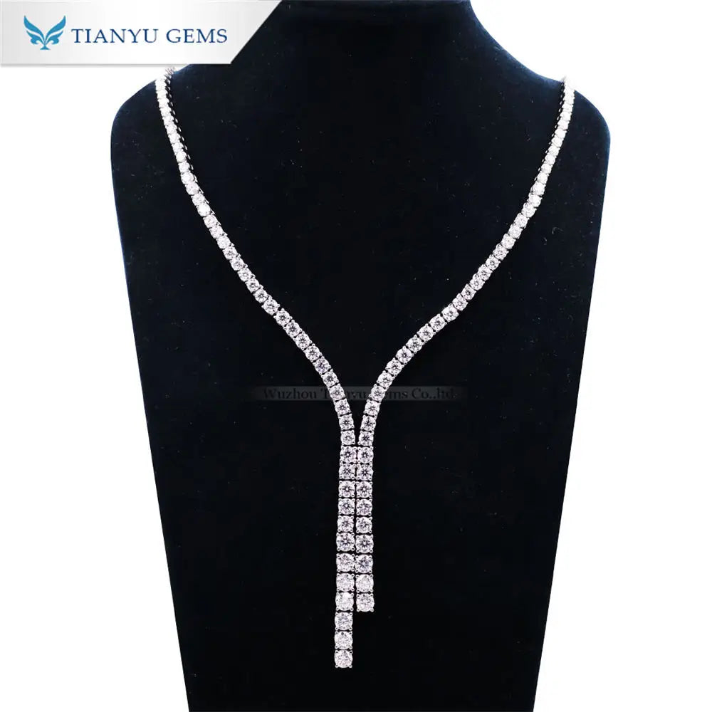 Tianyu Gems Luxury Style Forever Colorless Round Moissanite Diamond White Gold Plated Charming Sterling Silver 925 Necklace