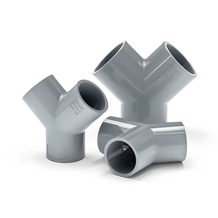 Y Tee UPVC Joint Plastic Water Pipe 4 Distribution Pieces PVC Pipe