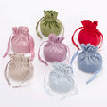 Custom logo Eco Friendly Small Cute Velvet Drawstring Round Bottom Bags Gift Jewelry Makeup Bags