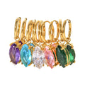 Wholesale Jewelry 18k Gold Hoop Earrings with Colorful Gemstone Charms for Women Jewelry Gift