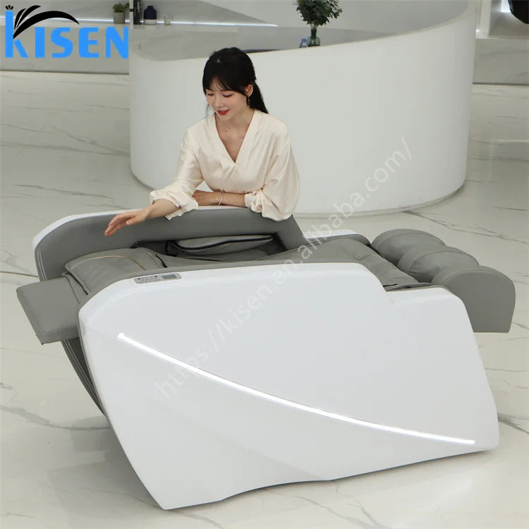 High End Barbershop Furniture Water Circulation and Steamer Shampoo Chair Electric Massage Washing Bed