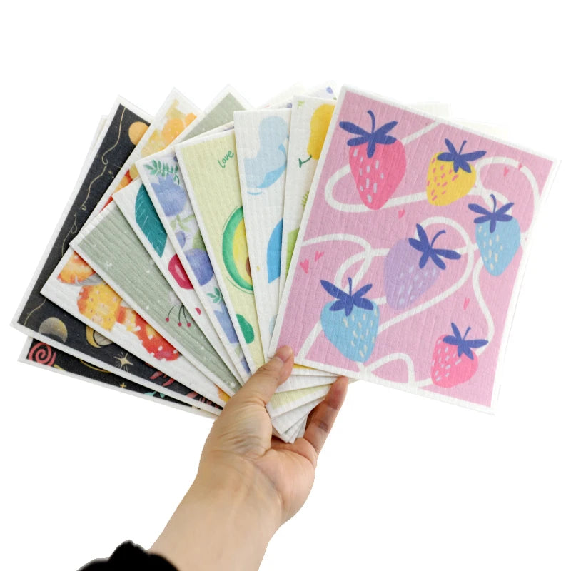 Custom Printing Swedish Reusable Kitchen Cleaning Dishcloths Swedish Cellulose Sponge Cloths Dish Towel Clot