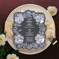 New Special Design Silver Shiny Card Paper Menu Card with Foil Text and Flower for Wedding Event Invitation