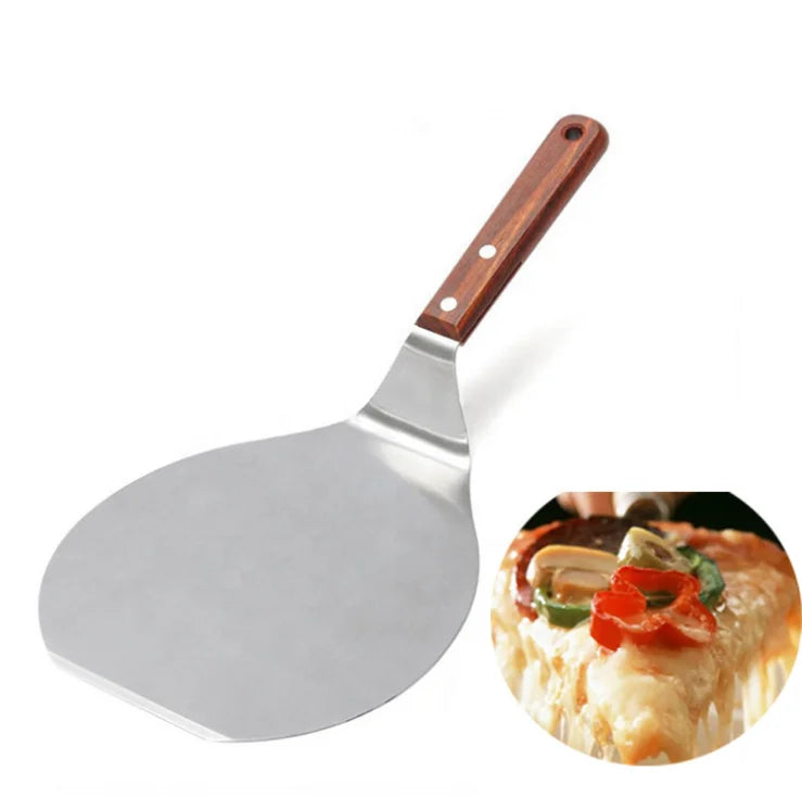 Hot Sale Bakeware Gadget Wooden Handle Small Pizza Baking Tool Stainless Steel Round Pizza Shovel for Pizza