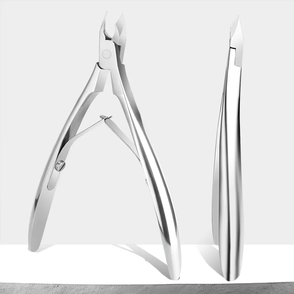 Professional Stainless Steel Cuticle Nippers 5mm Half Jaw Precision Trimmer Finger/Toe Thick Nails Custom Logo Manicure Nail