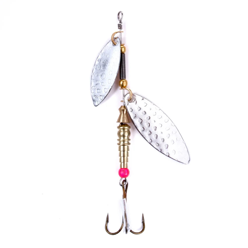 Newup 9.8CM 10G Hot Sale Artificial Spoon Lure Metal Spinner Fishing Lures with Double Blade and Feather Tail