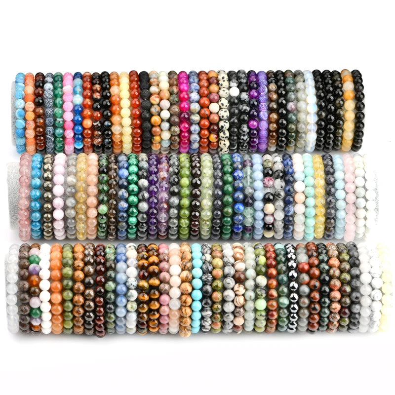 Handmade Healing Energy Beaded Gemstone Round Bead Stretch Bracelet Suitable for Holiday Gifts