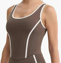 Women's Workout Crop Tank Tops Fishbone Yoga Shirts Sleeveless Padded Casual Summer Mild Support Athletic Top