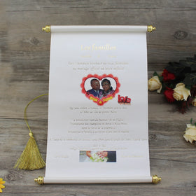 Hot Stamping DIY Craft Foil Text Luxury Pearl Paper Scroll Premium Wedding Invitations Angel Cross Tassel Cards Invitations