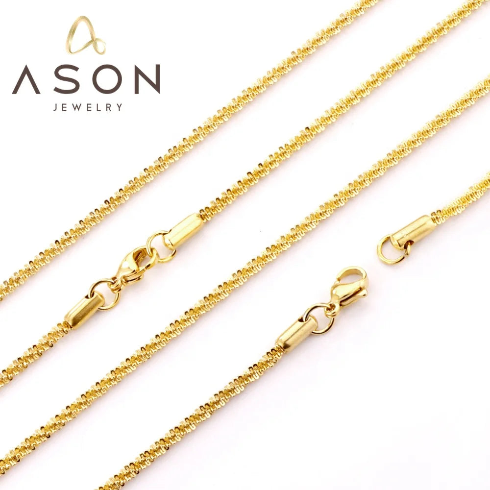 Ason Fashion Wholesale 45~60cm Length 2.2mm Stainless Steel Necklace Chain Jewelry 18k Gold Plated Cauliflower Chain Necklace