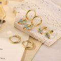Real Gold Plated Tarnish Free Earrings Set Rainbow Color Love Heart Drop Earrings Ear Studs Mini Huggie Hoop Earrings for Women