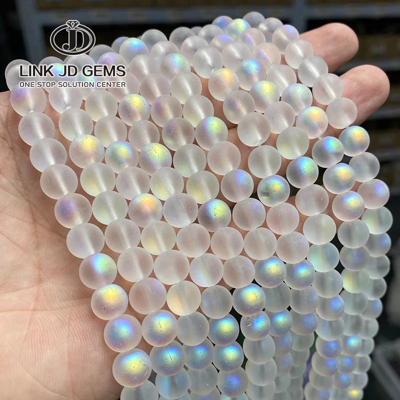 JD Wholesale 4 6 8 10mm Shiny Glass Bead AB Colourful Frost Transparent Loose Spacer Bead for Jewelry Making