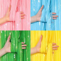 Macaron Rainbow Foil Fringe Curtain Backdrop Colorful Metallic Tinsel Curtains Plastic Streamers Door Curtain for Photo Booth