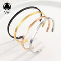 VAF High Polish Thin C Shape Cuff Bangle Bracelet Basic Models Stainless Steel Open Couple Bracelets