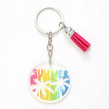 Fashion Plastic Keychains DIY Blank Key Chains Round Clear Acrylic Keychains with Tassels