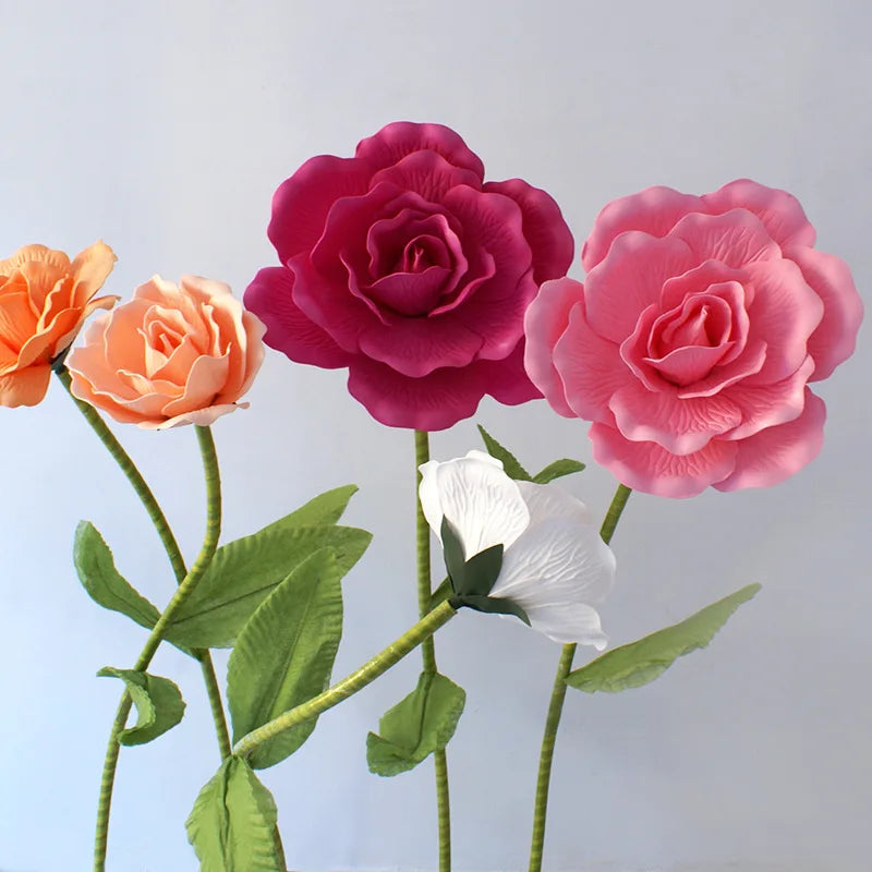 New Design Wholesale Giant PE Large Flowers Head Large Artificial Foam Roses Flower for Wedding Decor