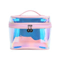 Custom Waterproof Transparent Iridescent Plastic Gift Cosmetic Bag Holographic Clear Makeup Bag with Zipper Slider