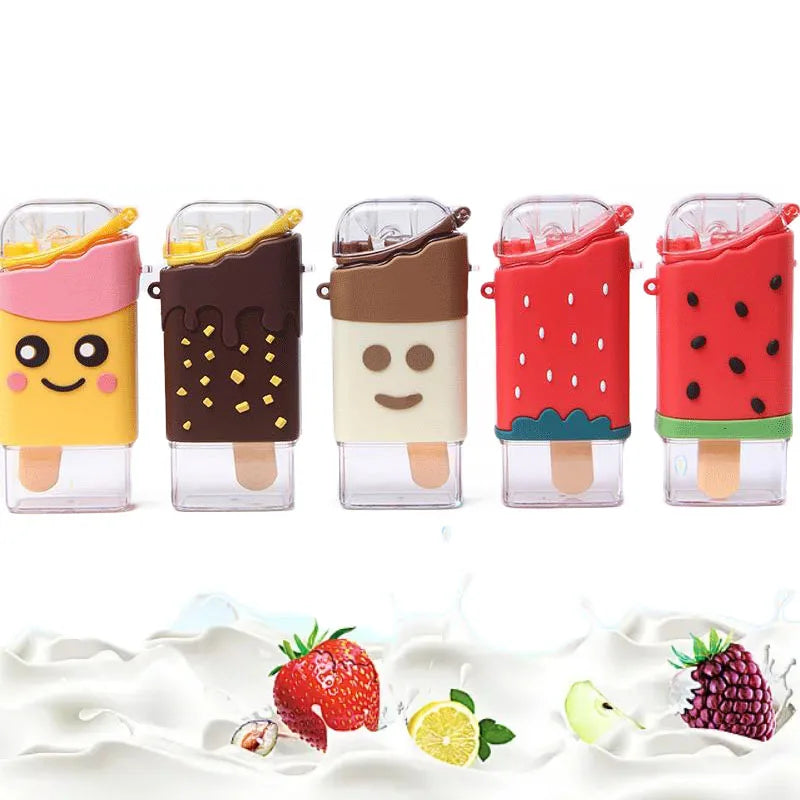 2023 Tritan Creative Plastic Anti-fall Anti-leak Ice Cream Children Straw Bottle 300ml Personality Portable Water Bottle