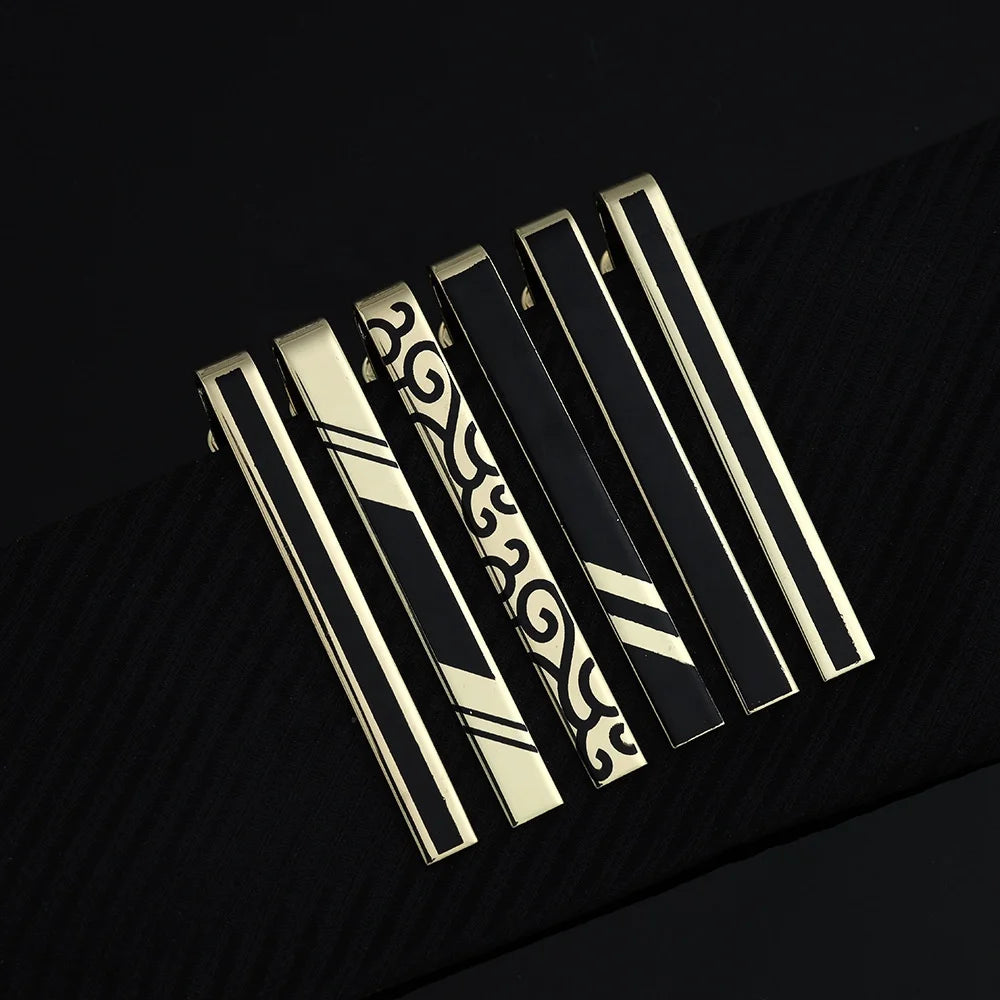 Men's Business Simple Black Tie Clip Classic Fashion Personality Retro Xiangyun Gold Professional Wedding & Party Accessories