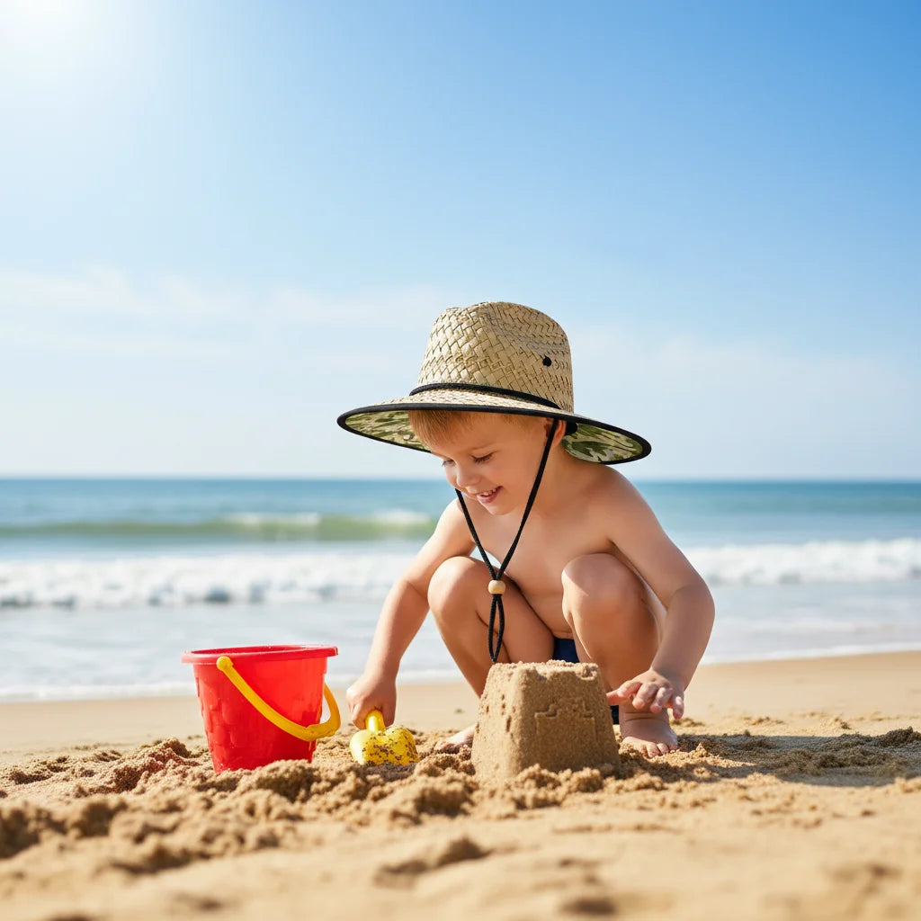 Summer Hats Children Custom Kids Beach Custom Patch Hat Beach Straw Hat Lifeguard With Chin Strap