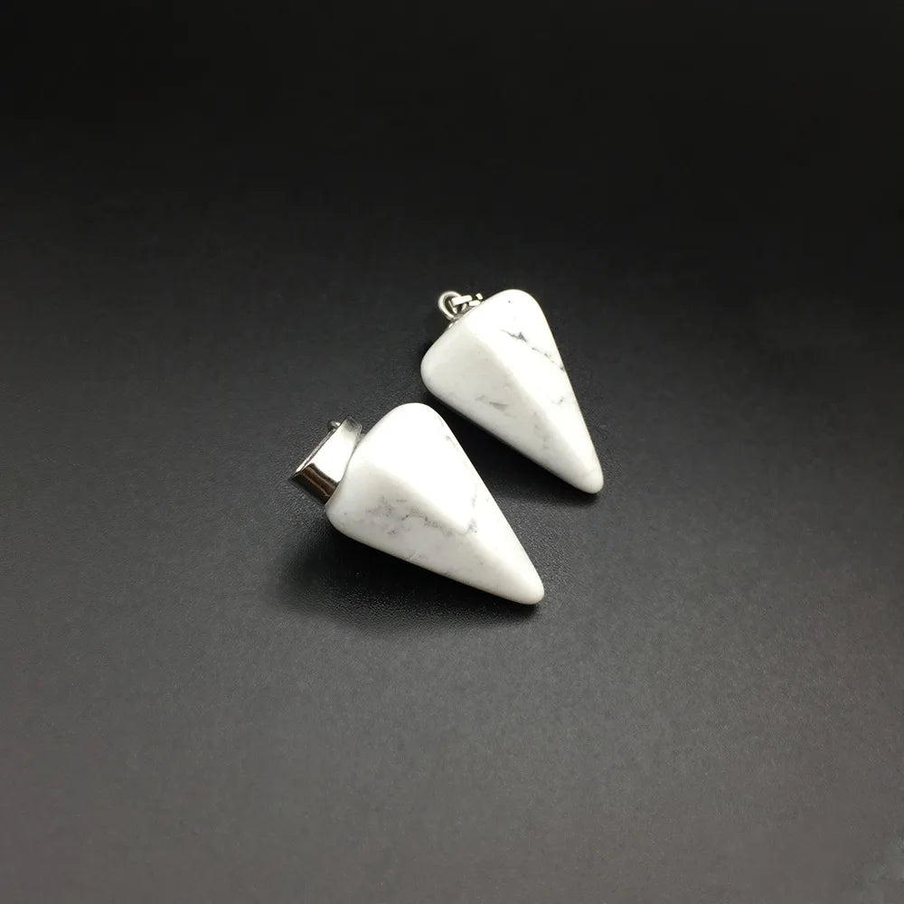 Hongzhuo Reiki Yoga Tini Pyramid Jewelry Natural Howlite Dowsing Stone Pendulum Copper Chain Hexagonal Pendant Pendulum Jewelry