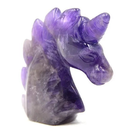 Huiying 50*50*18mm natural crystal unicorn carving amethyst handmade gemstone carved for feng shui