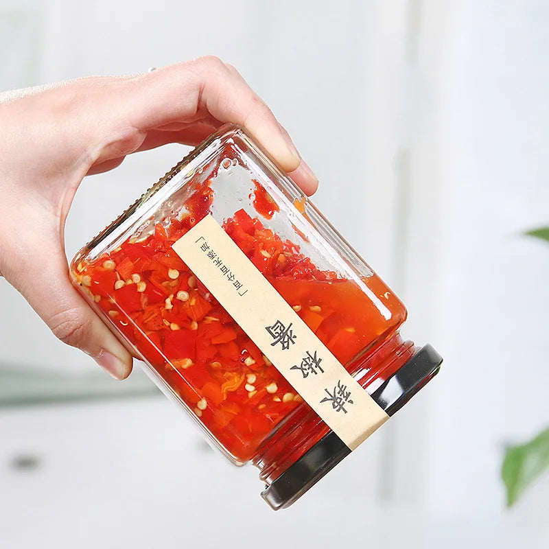 Empty Square Honey Jar Glass Frascos De Vidrio Glass Jar Square Glass Jars for Honey 180ml 280ml 380ml 480ml