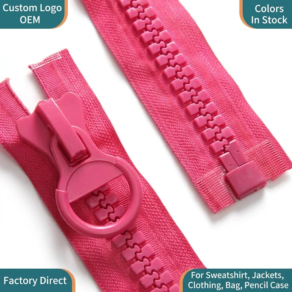 Customized Size Fasteners Bulk Decorative 20/30 Big Zipper Close-end Teeth Resin Zipper Type Sale Tents Pen case Accessories